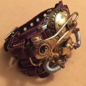 Leather steam punk watch By Fineat with Yin Yang